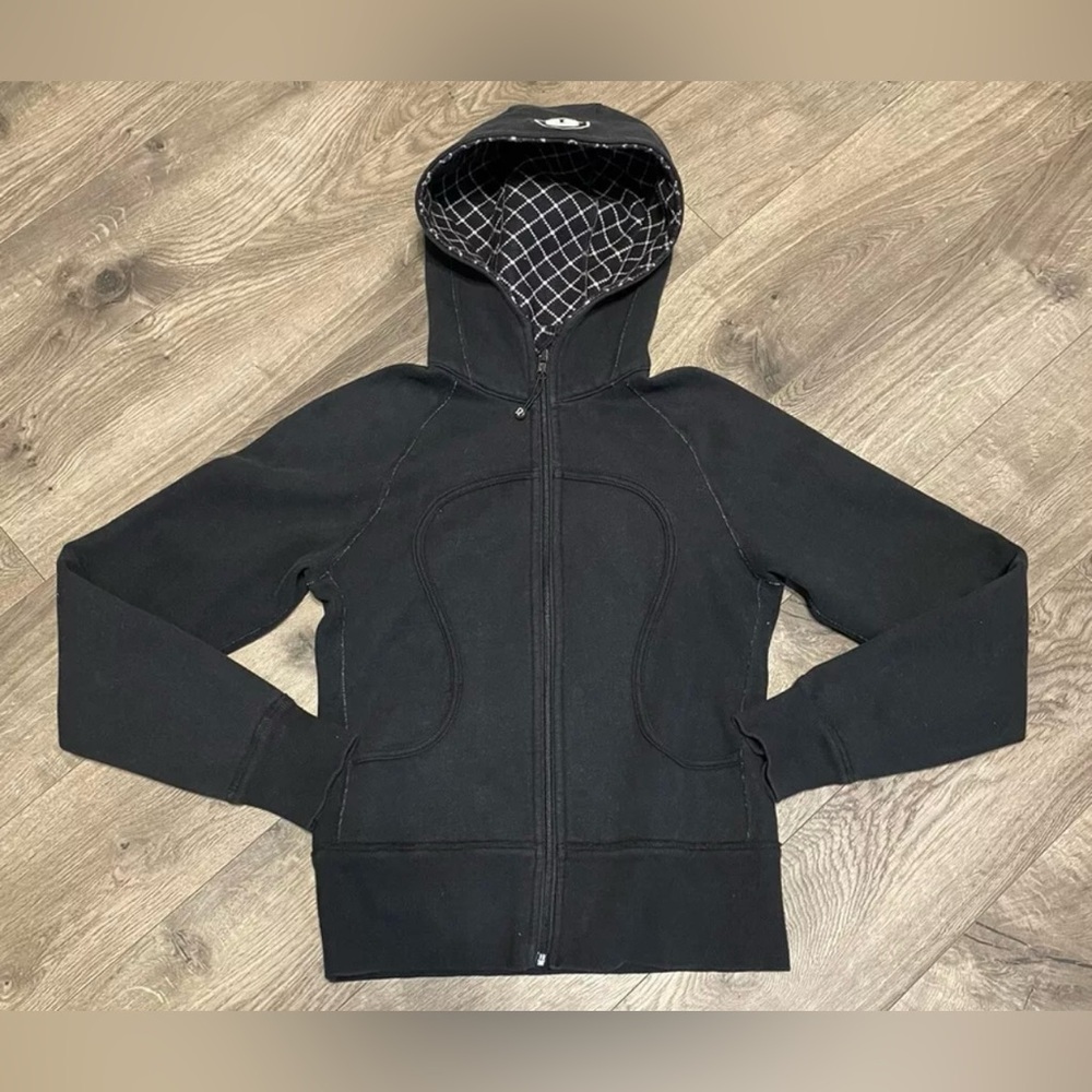 Lululemon Black Reversible Scuba Hoodie -fleece lined Size 6 EUC​ - Picture 2 of 11